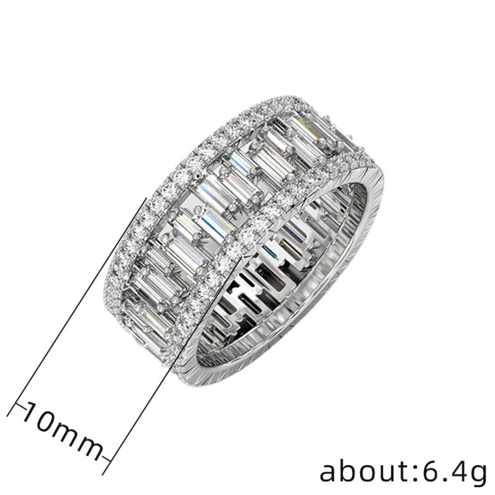 New Women’s 925 Silver Rectangle Diamond Eternity Ring - Picture 4 of 4